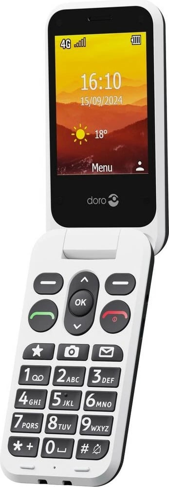 Celular Doro Leva L30, Clamshell, 2.8", 2 MP, 1150 mAh, E zezë, E bardhë