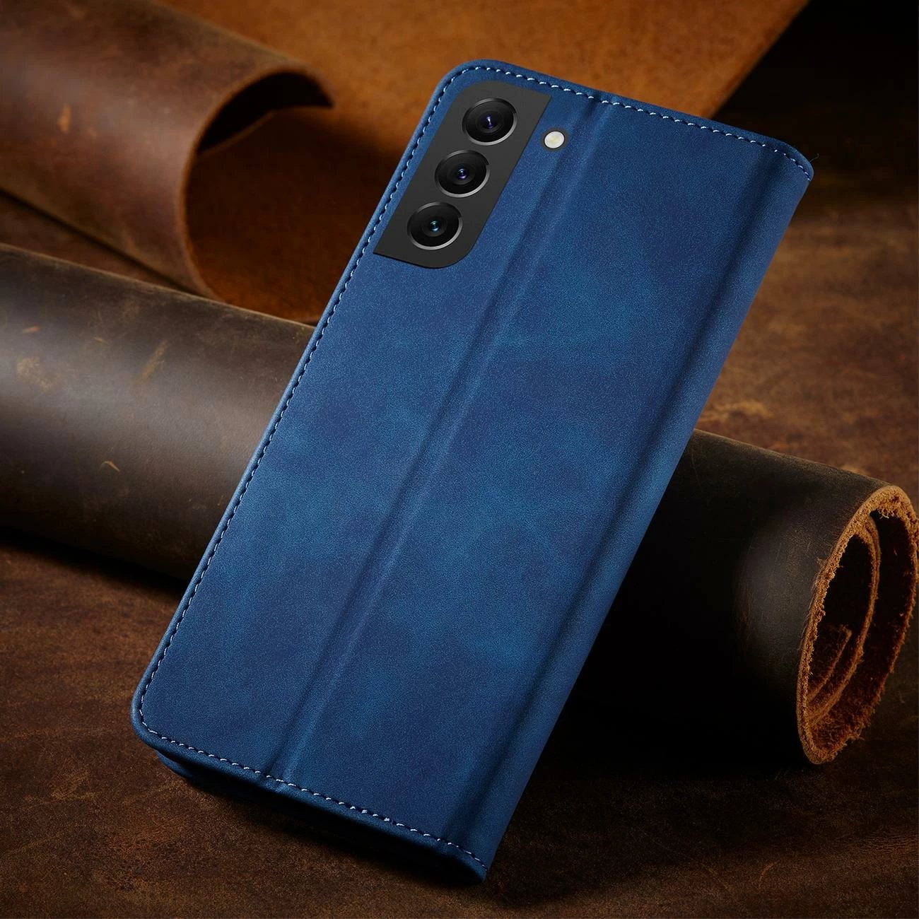 Mbështjellës Hurtel Magnet Fancy Case për Samsung Galaxy S22+, portofol, blu