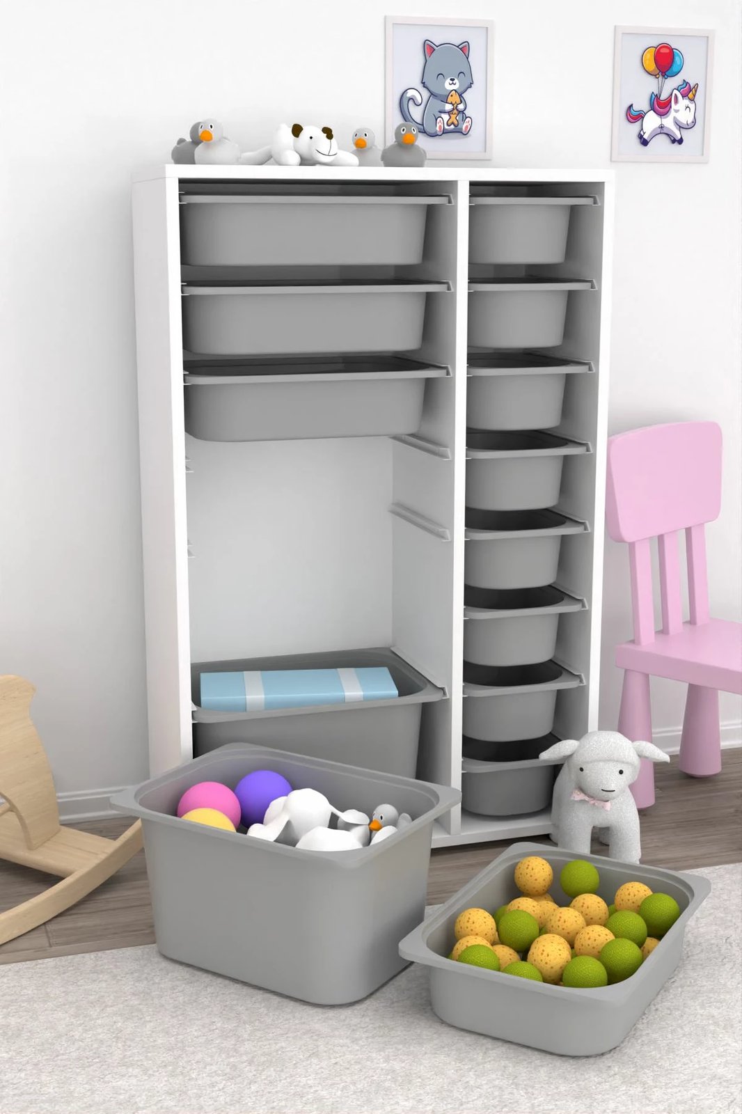 Dollap multifunksional Hanah Home, Rine 2D4K8U, i bardhë, gri v2