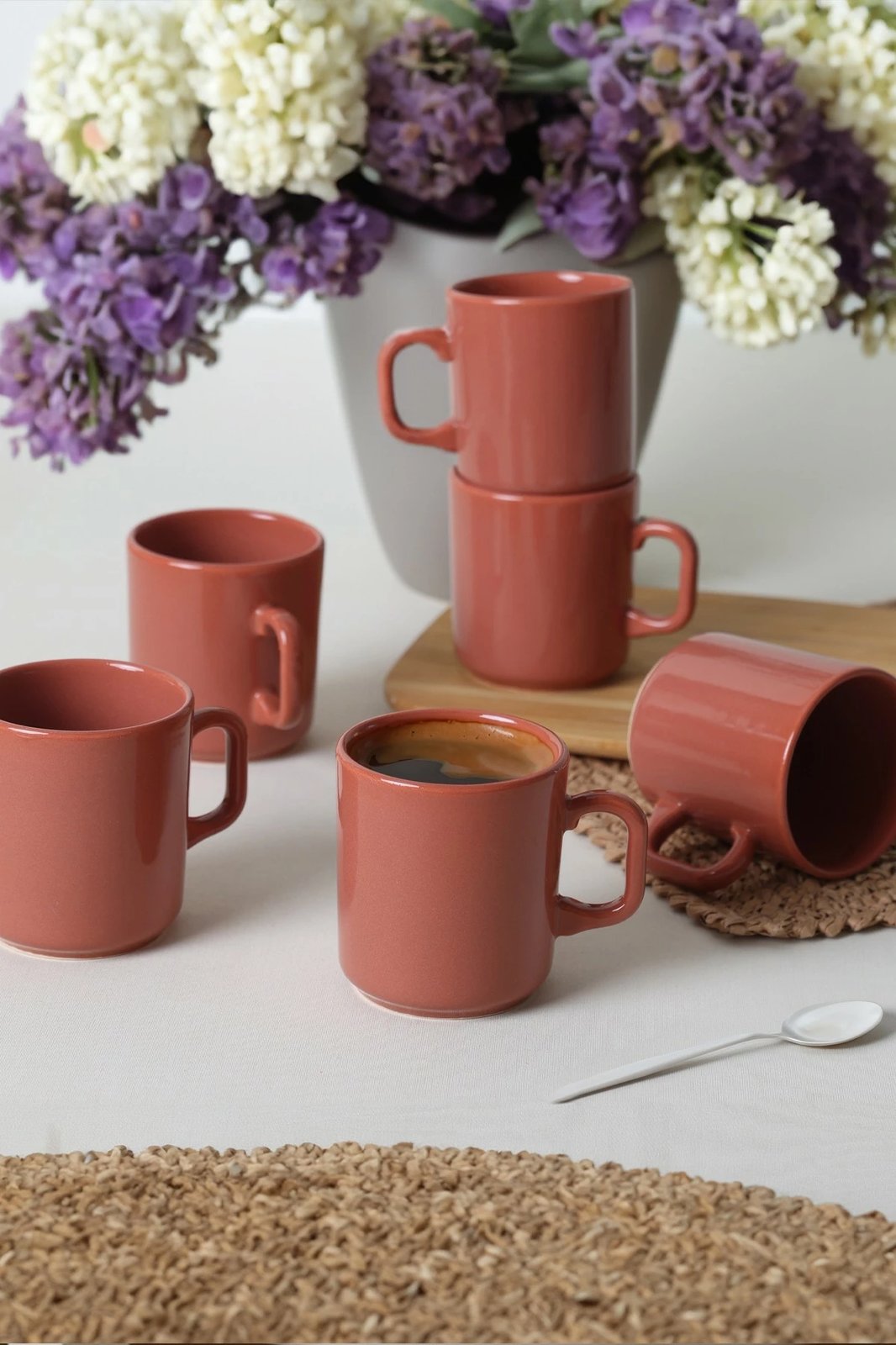 Set filxhanësh çaji (6 copë), Hermia Concept, X00017625, ngjyrë e kuqe dhe kafe