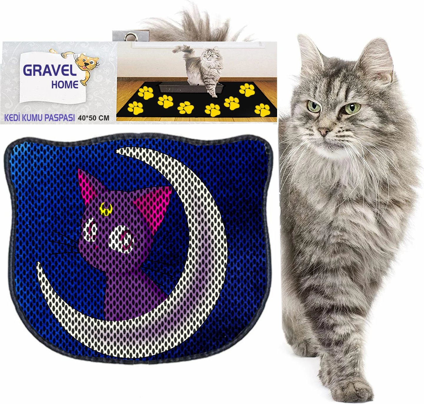 Tapet për rërë mace, shumëngjyrësh, Paws & Whiskers, Kdkafa0136, 40x50cm