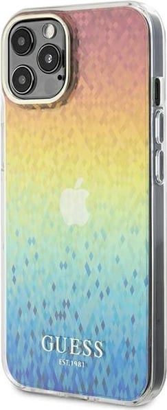 Mbështjellës Guess IML Faceted Mirror Disco Iridescent për iPhone 12/12 Pro, shumëngjyrësh