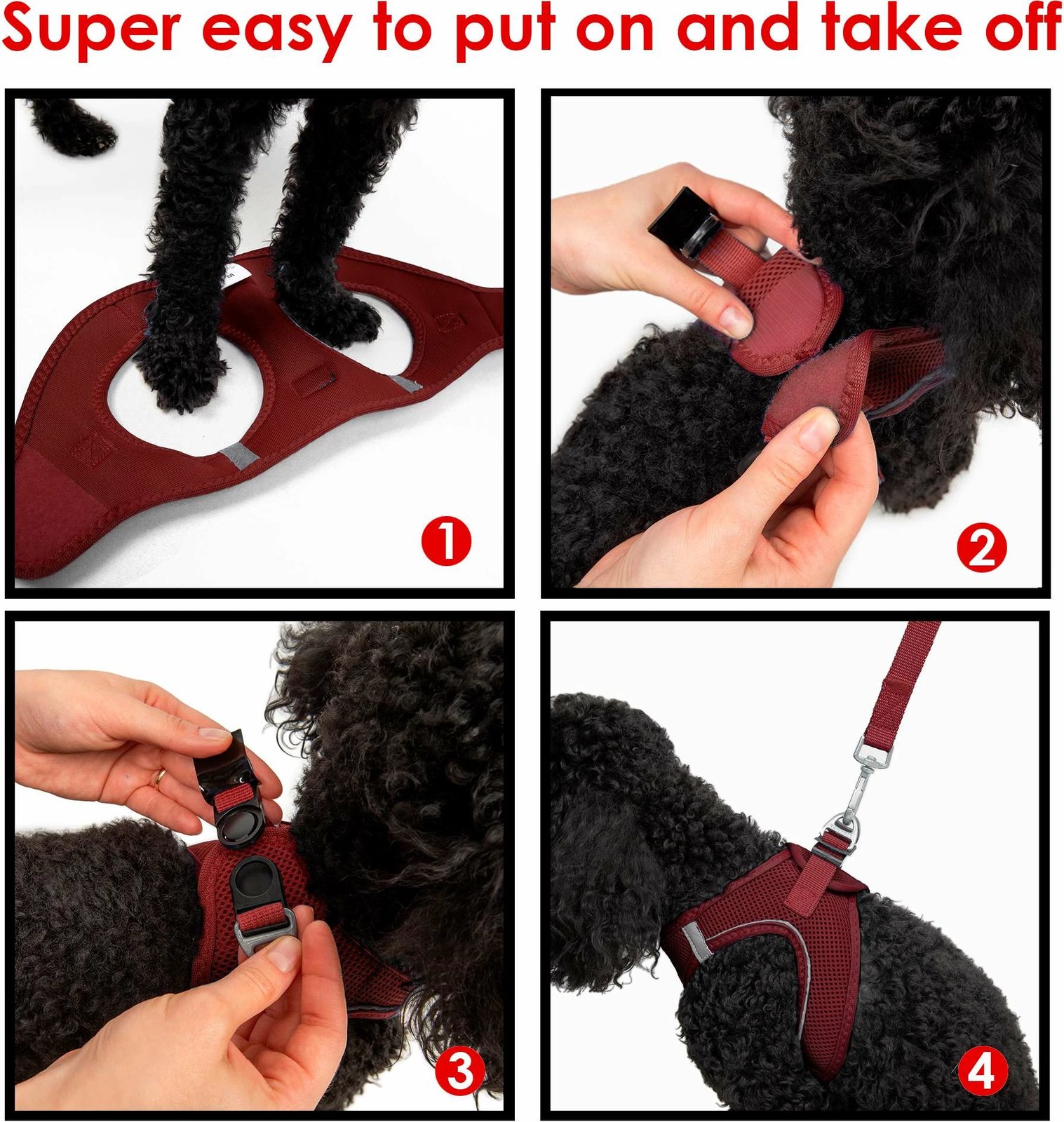 Parzmore për qen, Air-Mesh, ngjyrë e kuqe e errët (Claret Red)