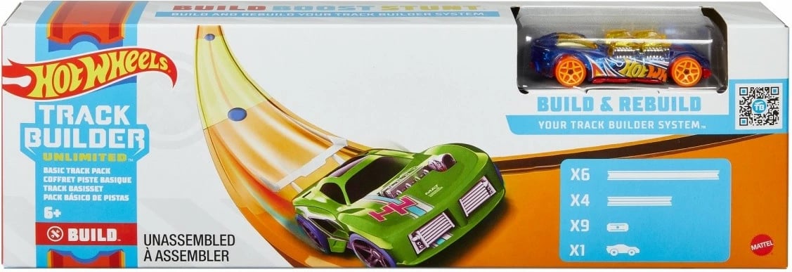 Set pistash për makina Hot Wheels Track Builder Unlimited GVG13, portokalli/verdhe