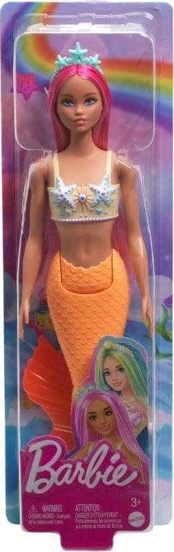 Kukull Barbie Mermaid Mattel HRR05, bisht portokalli