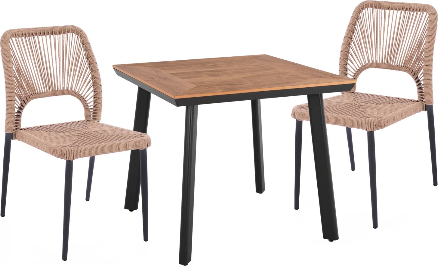 Set për terasë 3 pjesë me tavolinë 80x80 dhe karrige me litar FH11536.02
