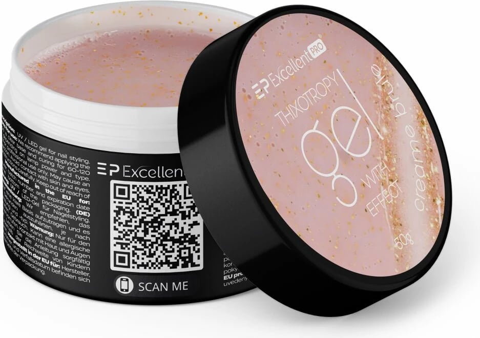 Xhel ndërtues për thonj Excellent PRO Thixotropy Gel With Effect Creame Brule për femra 50g