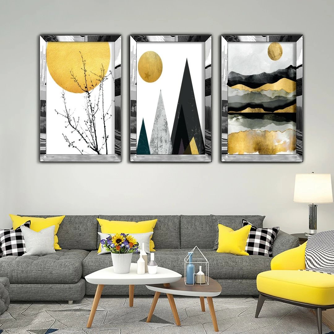 Pikturë dekorative MDF-Plexiglass (3 copë), Wallity, Huhu401, 40x60cm