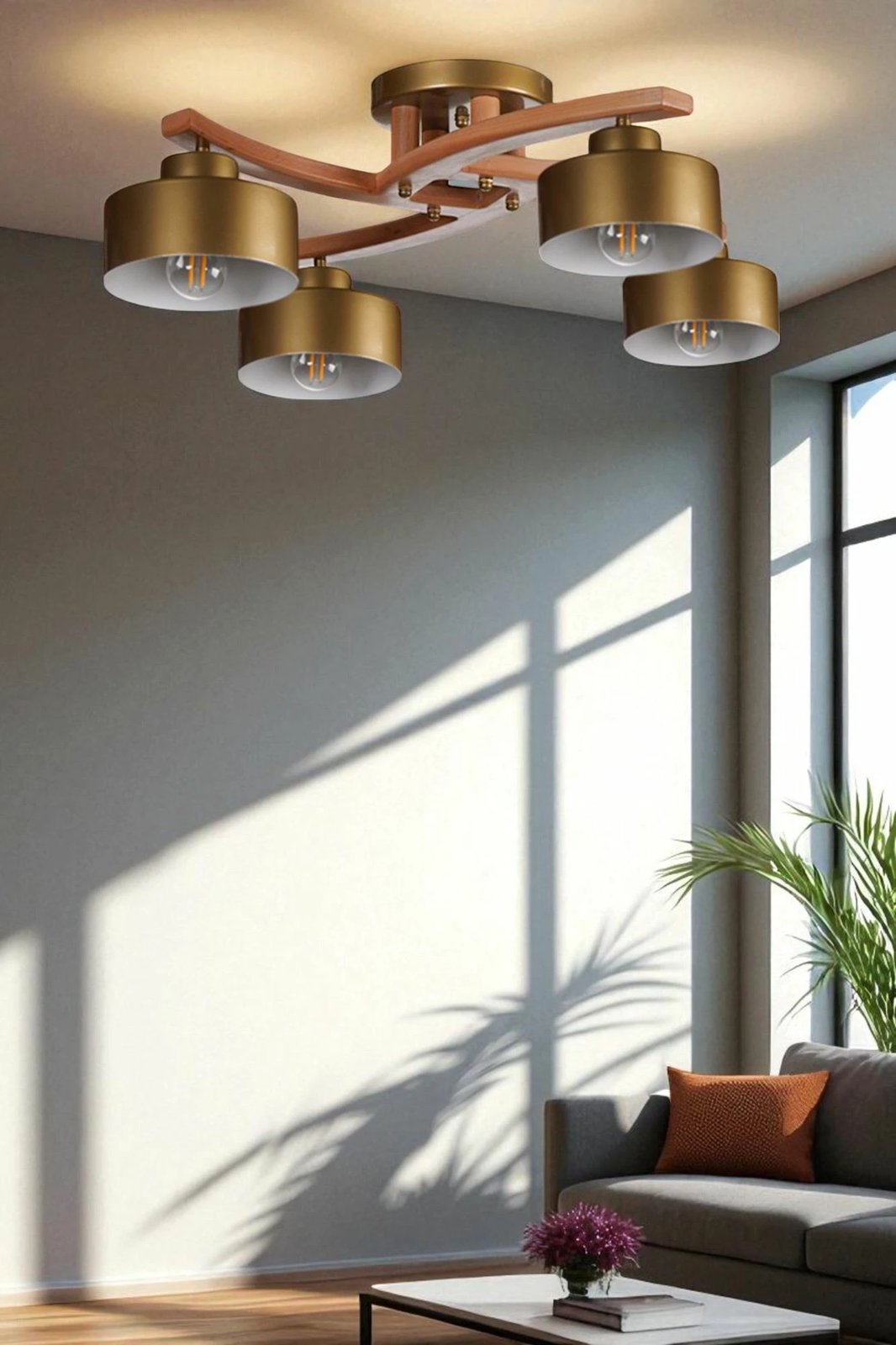 Llambë tavani Opviq, ngjyrë ari dhe arre, 9001-8