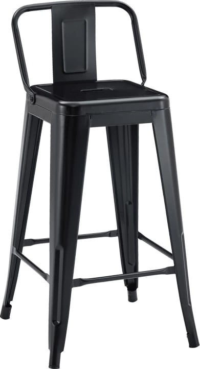 Karrige për bar me shpinë, Utopia,, metal, e zezë, 42x42x86cm