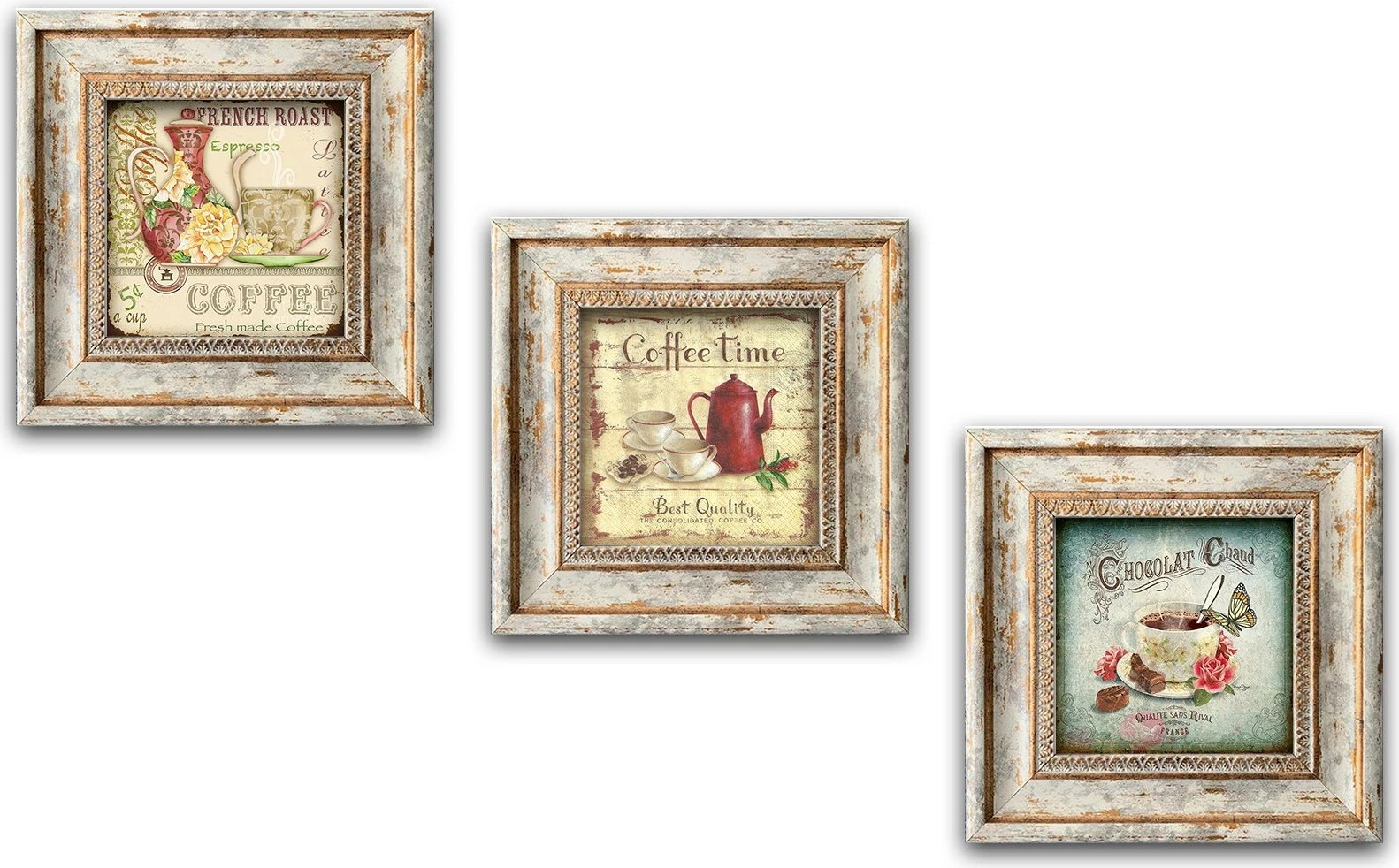 Pikturë dekorative me kornizë MDF (3 copë), Wallity, Huhu322, 30x30cm