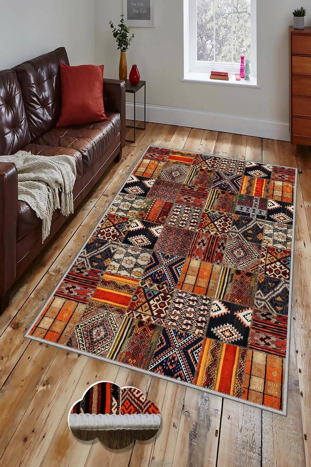 Qilim me dizajn shumëngjyrësh, 80x120cm, Hmnt865