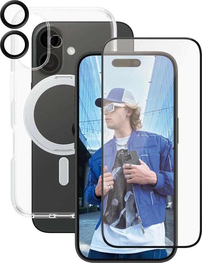 Mbështjellës PanzerGlass për iPhone 16, 3-në-1, transparent