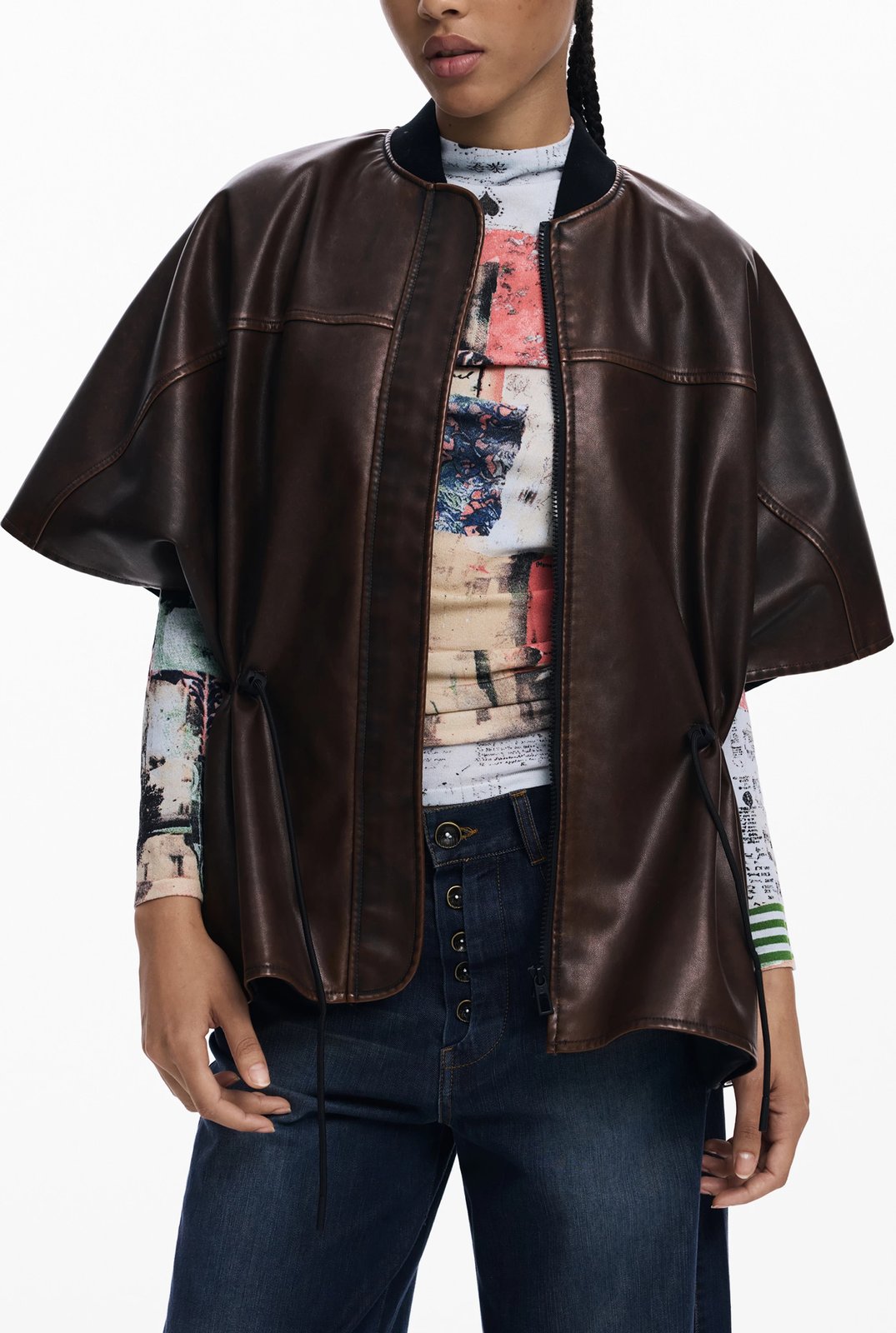 Poncho DESIGUAL femra, kafe