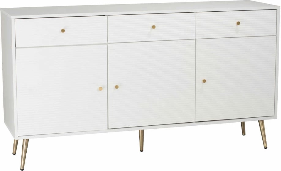 Bufe Zizel, 3 dyer, 3 sirtarë, e bardhë me detaje ari, 150x40x80