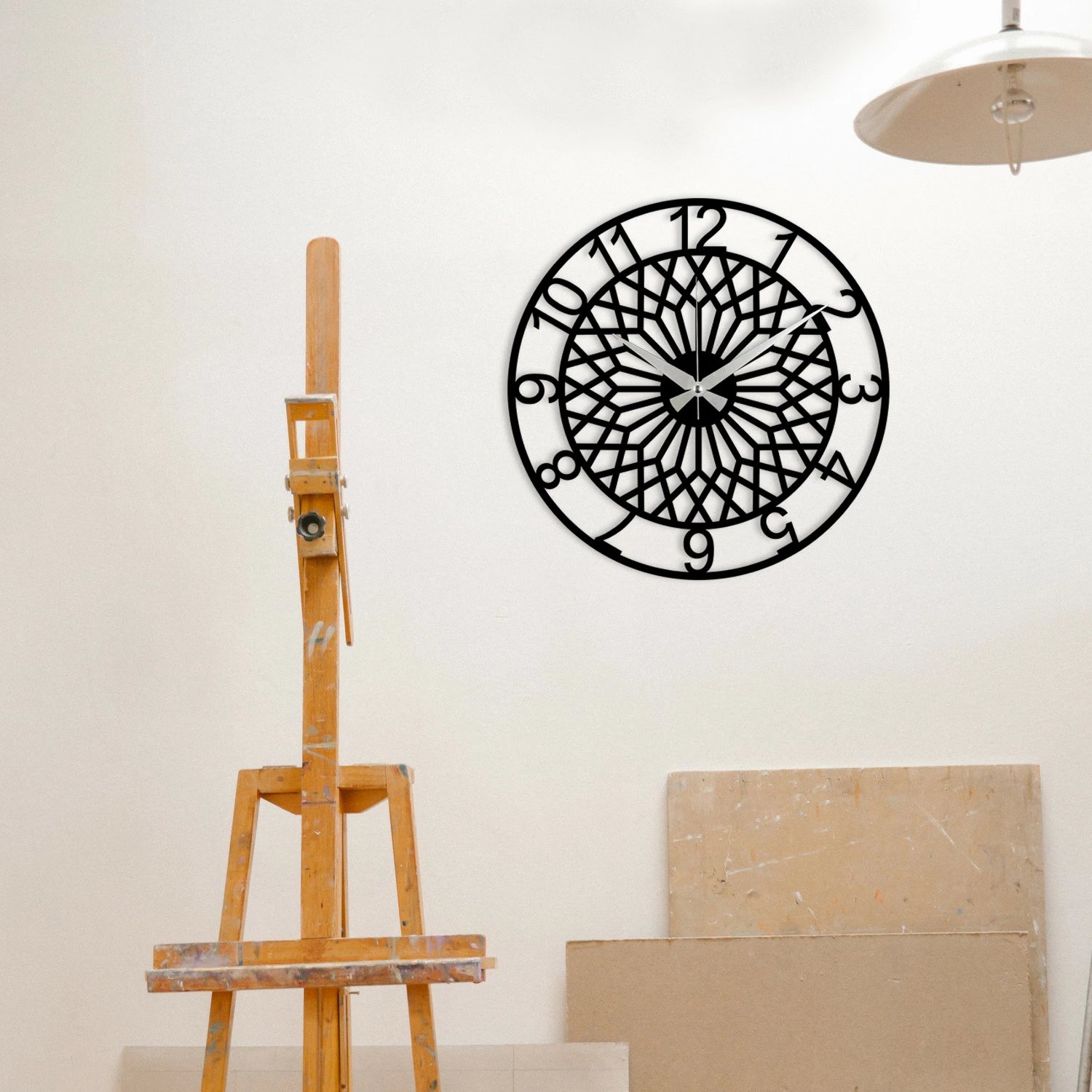 Orë muri dekorative prej metali, Wallity Enzoclock - S009, e zezë, 48x48cm