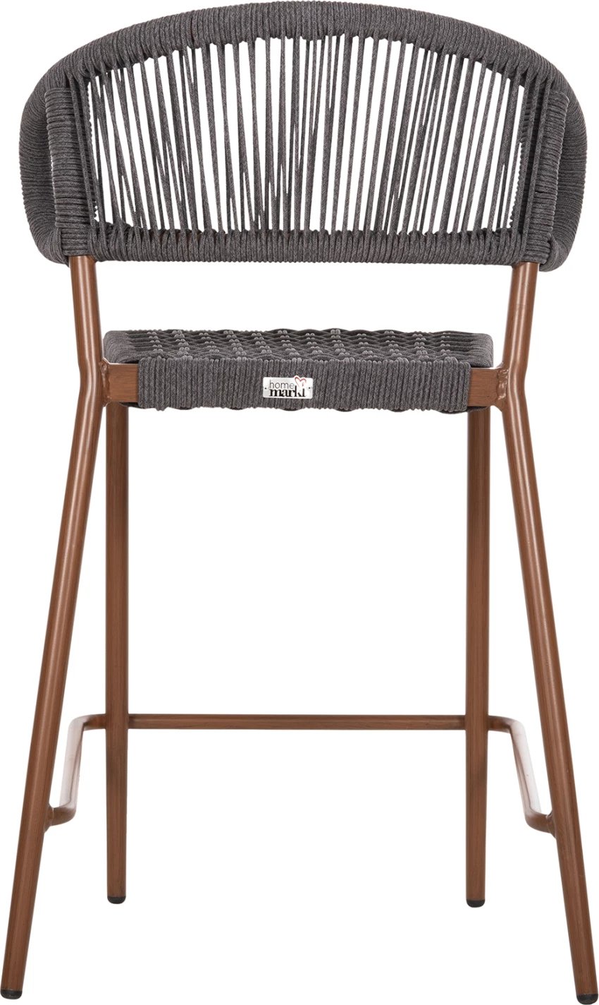 Karrige për bar, lartësi mesatare, EULO FH6087.01, alumin, ngjyrë arre, ratan sintetik gri, 60x60x99H cm