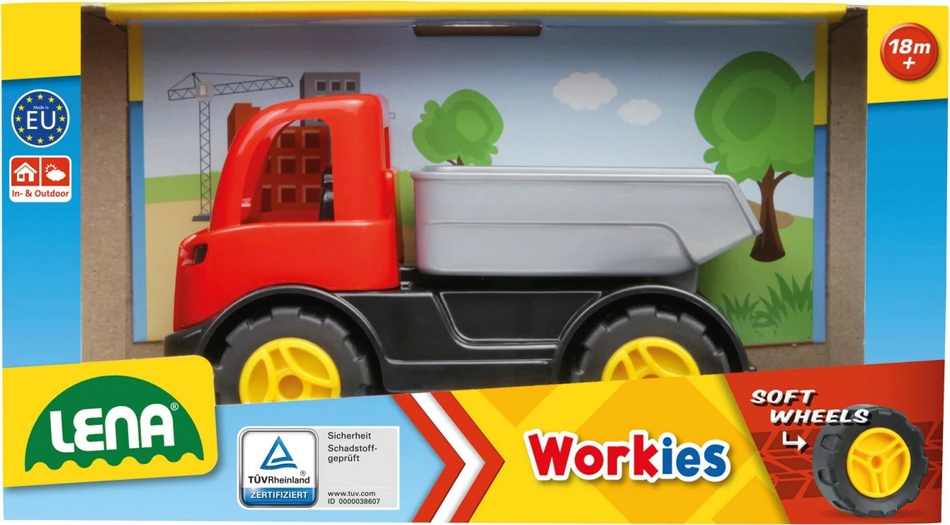 Kamion lodër Lena Workies, Dump Truck, plastike ABS, për djem, E kuqe/E zezë/Argjend