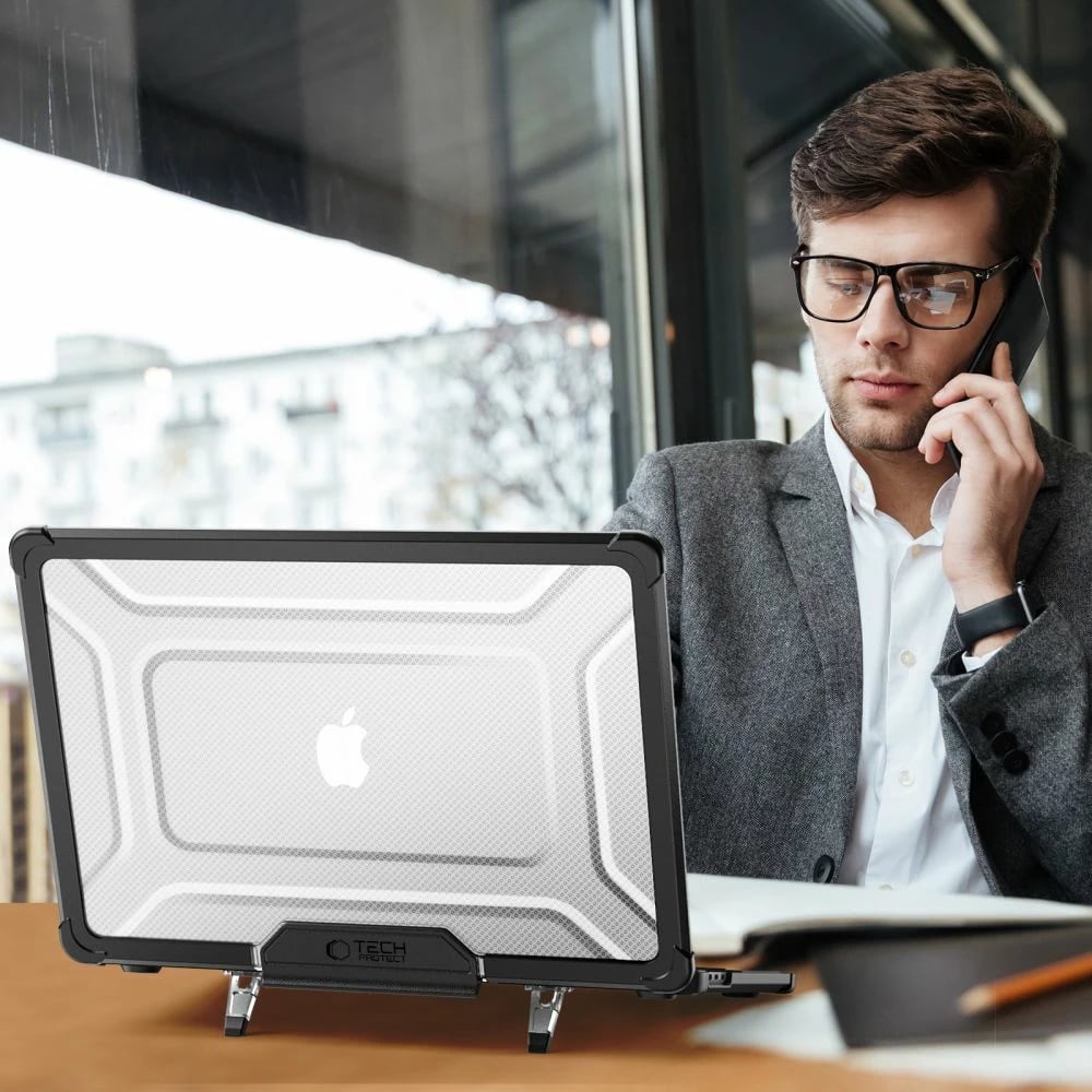 Mbështjellës Tech-Protect SmartShell Pro për MacBook Air 13" M2/M3/M4, i tejdukshëm dhe i zi