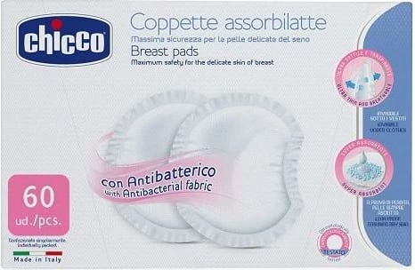 Disqe thithëse për gjoks Chicco Antibacterial Absorbent Discs 60 copë