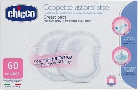 Disqe thithëse për gjoks Chicco Antibacterial Absorbent Discs 60 copë
