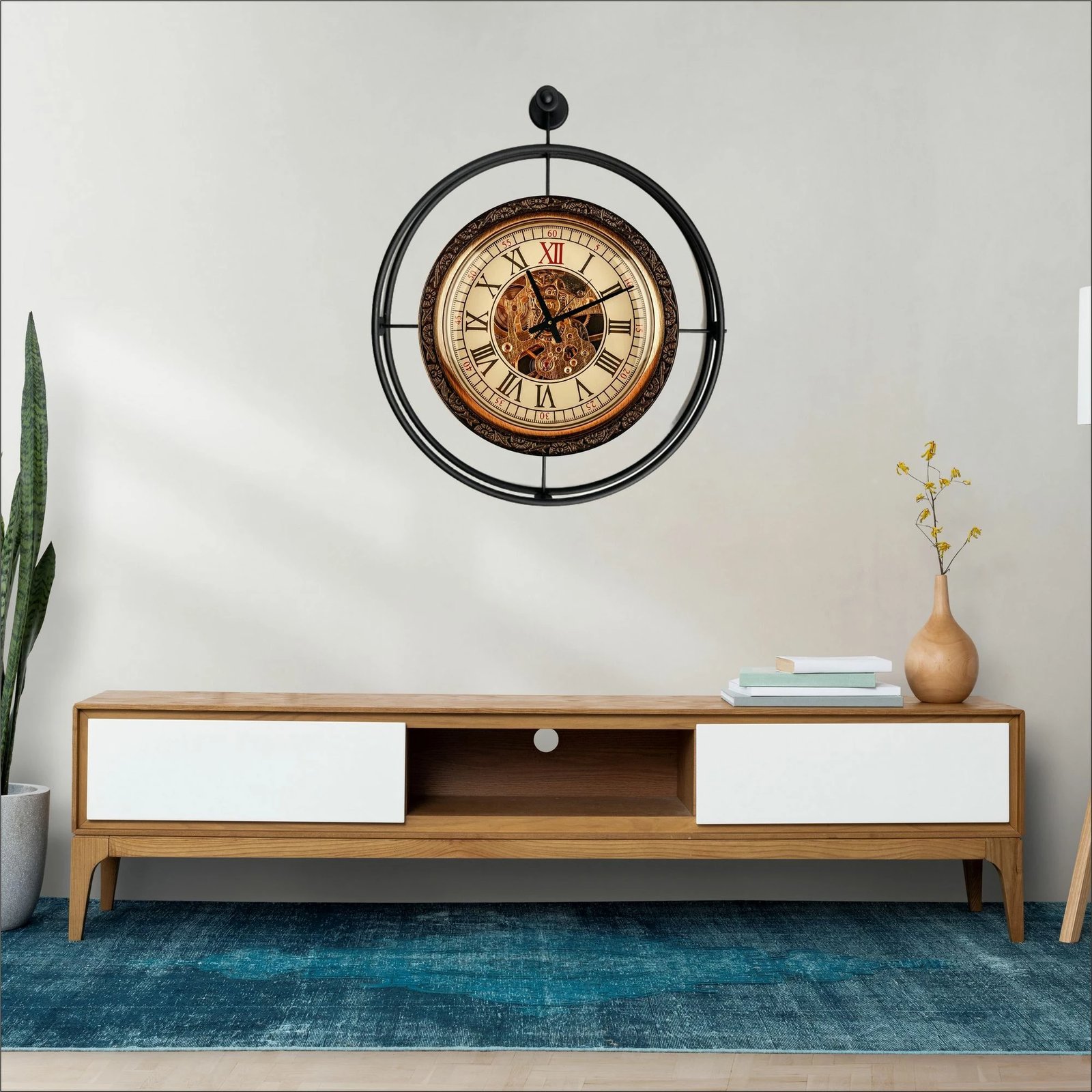 Orë muri dekorative prej metali, Wallity, Mclock-00128, e zezë