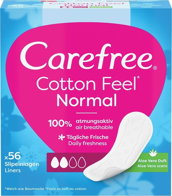 Peceta higjienike për femra Carefree Cotton Feel Normal me aromë aloe, 56 copë