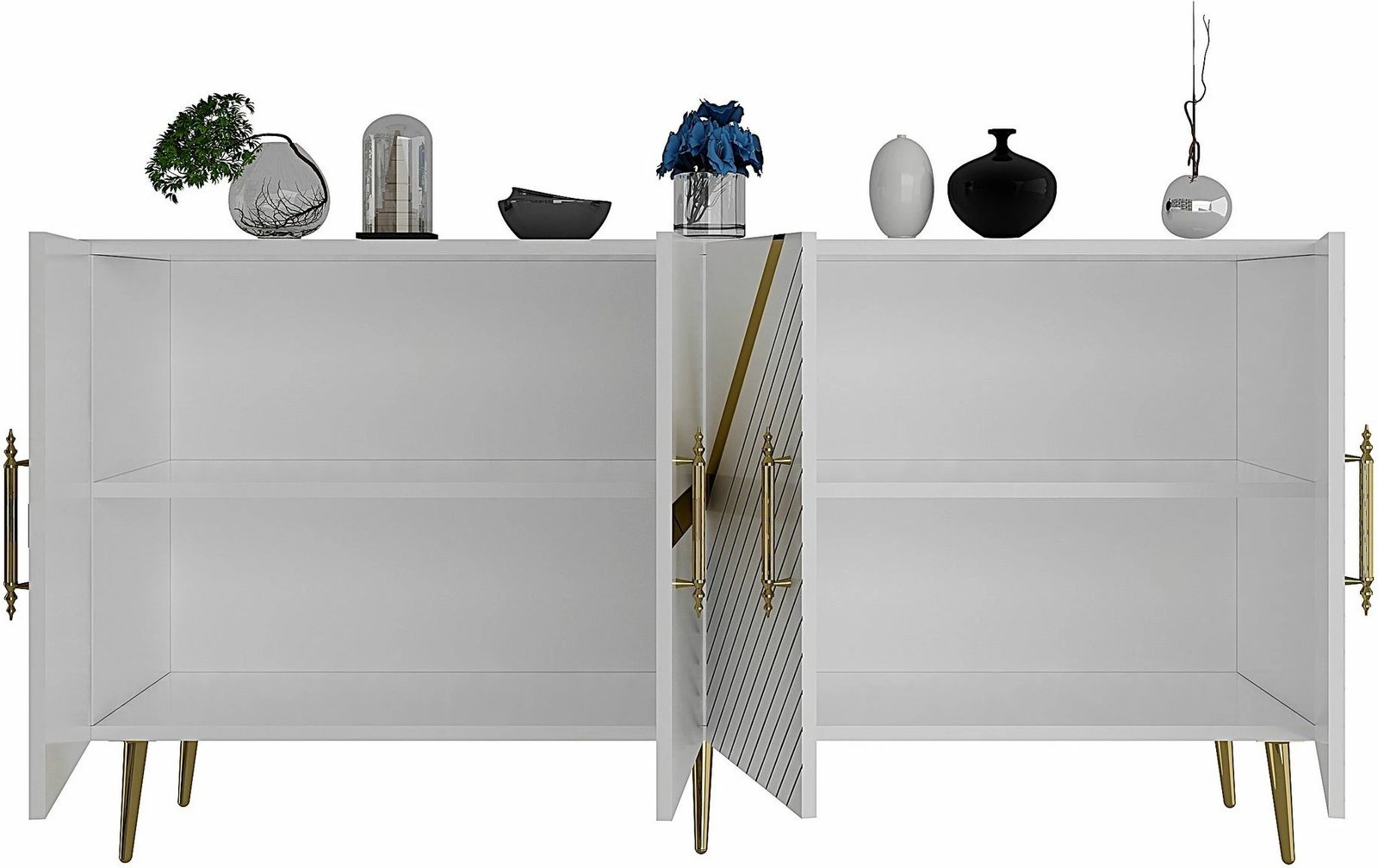 Konsolë moderne, ngjyrë e bardhë dhe ari, Skye Decor, Fuga KB150