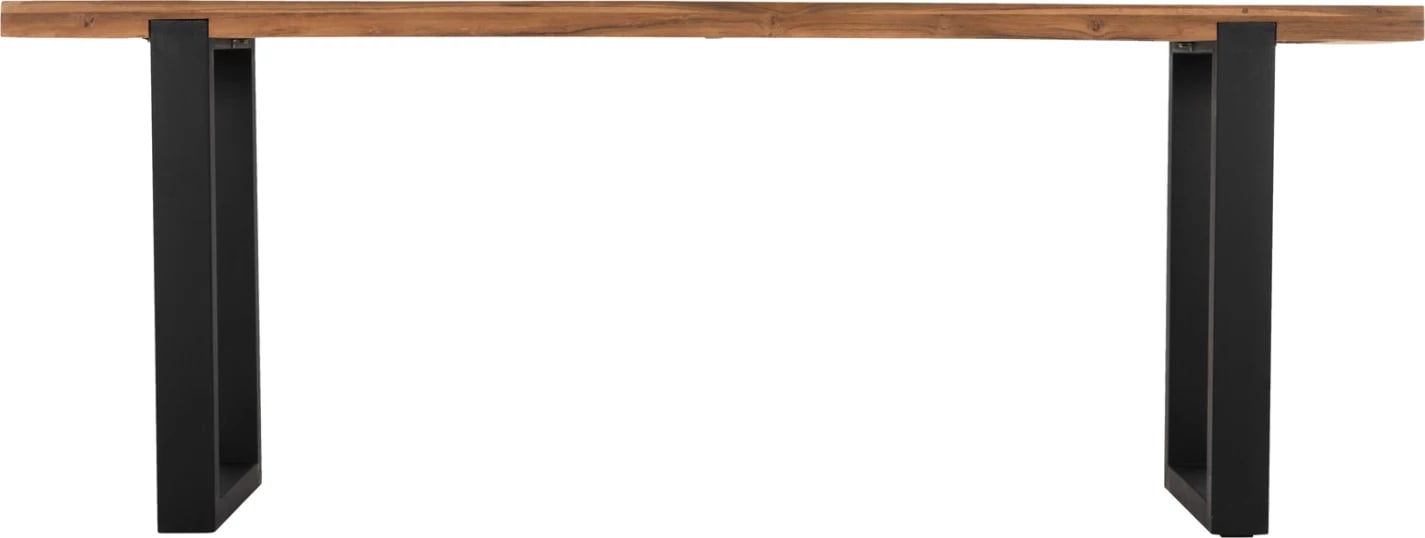 Konsolë SHIRE, dru TEAK i ricikluar, këmbë metalike të zeza, 240x50x90H cm