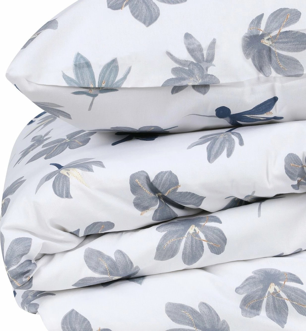 Set mbulesë për jorgan Super King Ranforce, L'essentiel, Fleur, e bardhë/gri/blu e errët