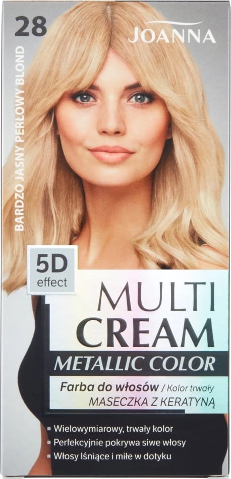 Ngjyrë për flokë për femra Joanna Multi Cream Metallic Color 28 Shumë e Çelët Blond Perle, 1 copë