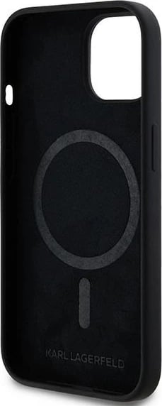 Mbështjellës Karl Lagerfeld Silicone Karl & Choupette MagSafe për iPhone 15/14/13, i zi