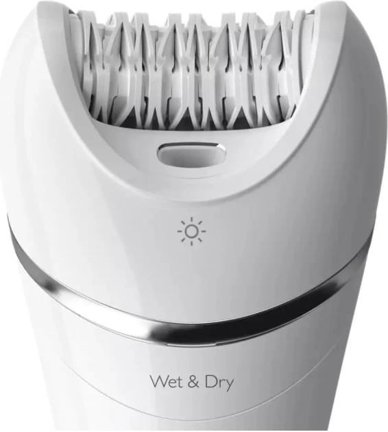 Depilator Philips Series 8000 BRE710/00, i bardhë, pa kabllo, për përdorim të lagësht dhe të thatë, me aksesorë