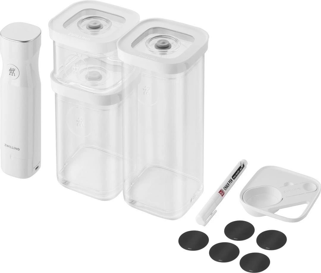 Set enësh plastike për ruajtje ushqimi Zwilling Fresh & Save Cube Starter Kit, i bardhë