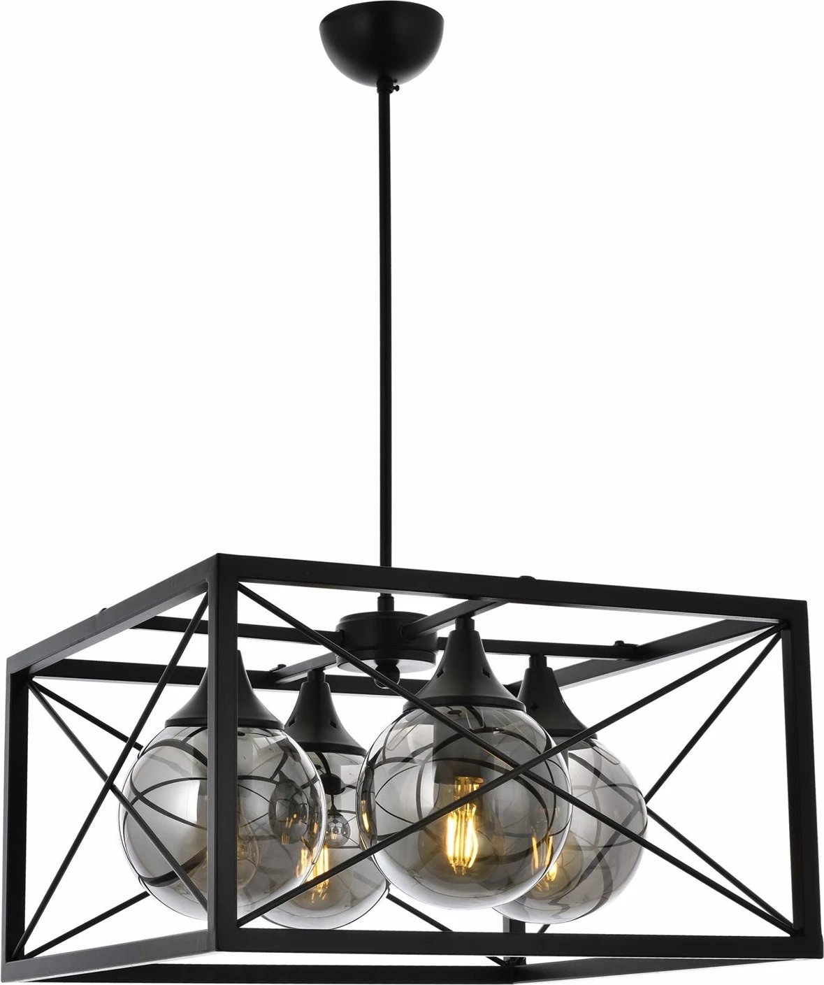 Llambadar Opviq, AV-1732-4BSY, ngjyrë e zezë, metal dhe qelq