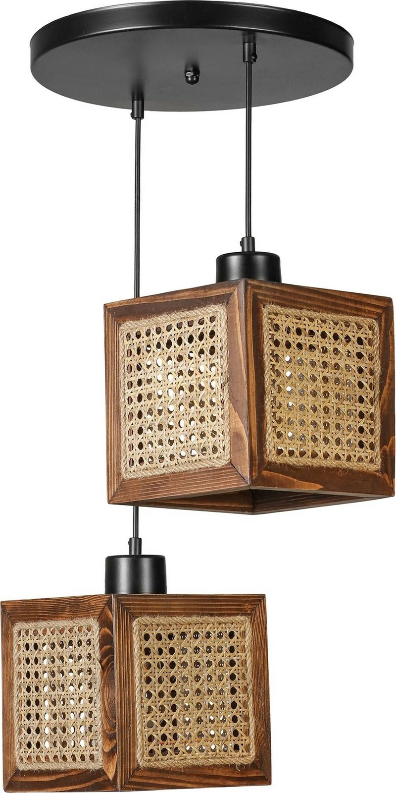 Llambë tavani Opviq Kumsal, 2 drita, dru arre, ratan