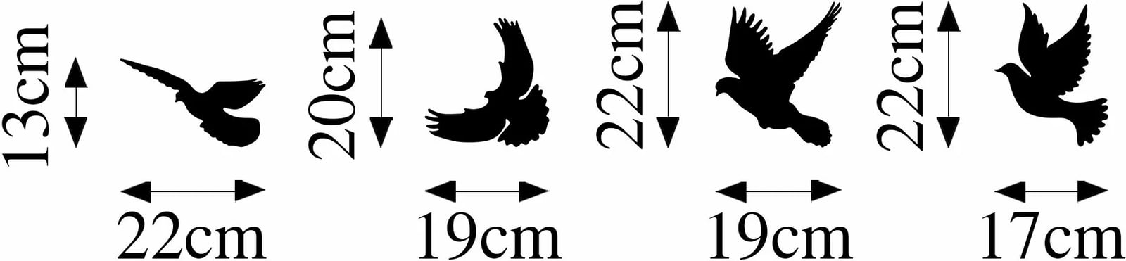 Aksesor dekorativ metalik për mur, pëllumba, Wallity, 4 copë, 293