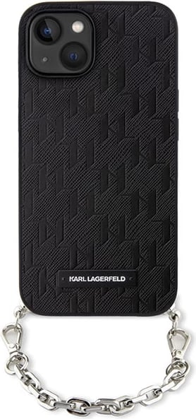 Mbështjellës Karl Lagerfeld KLHCP14SSACKLHPK për iPhone 14 6.1", zinxhir, e zezë