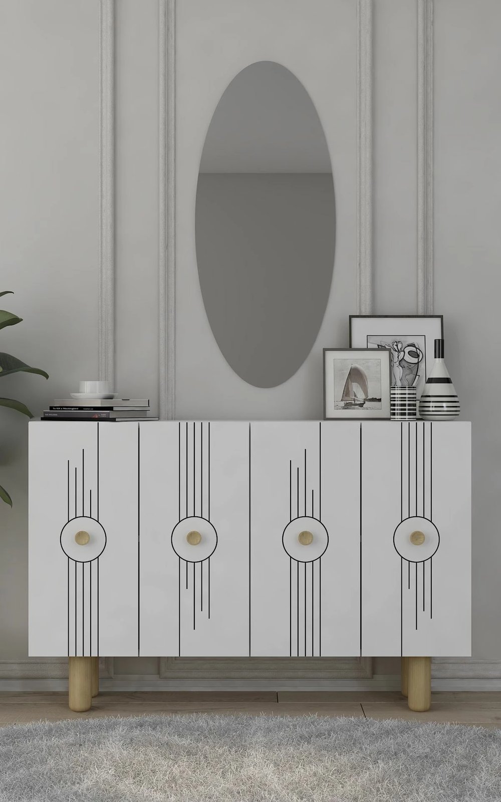 Konsolë Skye Decor, Fraud Bohem KM120, ngjyrë e bardhë