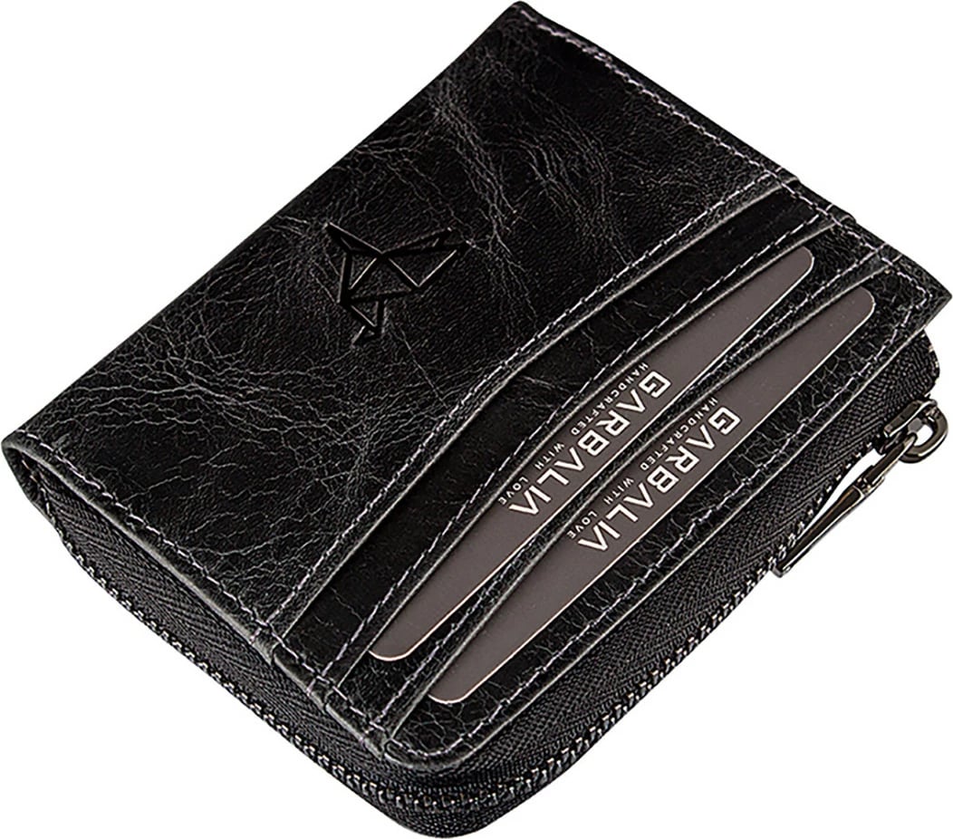 Portofol unisex, lëkurë e zezë, Zoozie Bags, Figo