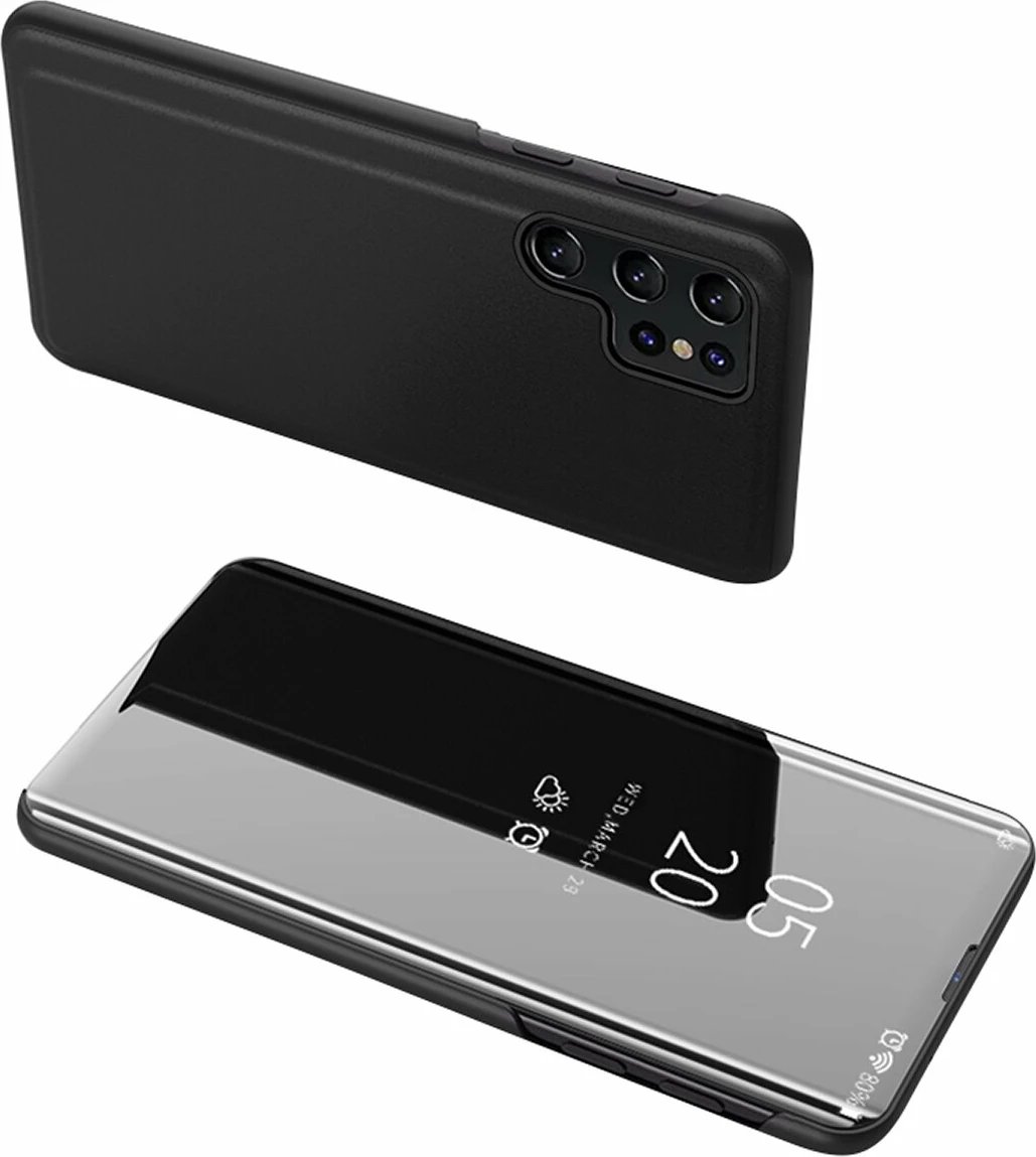 Mbështjellës Hurtel Clear View Case për Samsung Galaxy A05s, e zezë