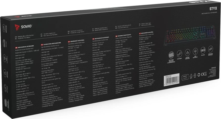 Tastierë mekanike Savio STYX RED, RGB, Hot Swap, me kabllo, e zezë Tastierë mekanike Savio STYX RED, RGB, Hot Swap, me kabllo, e zezë