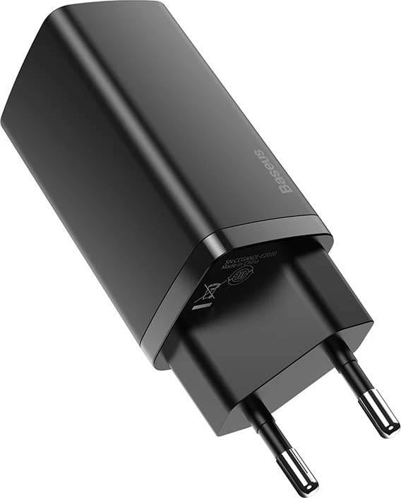 Karikues i shpejtë udhëtimi Baseus GaN2 Lite CCGAN2L-B01, 65W, USB-C & USB-A, zi