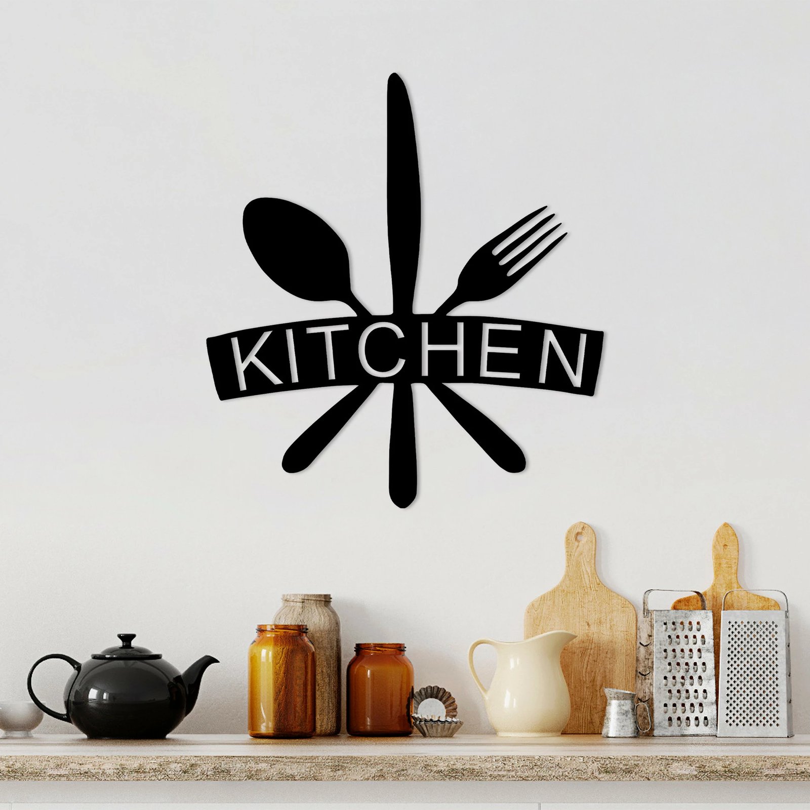 Aksesor dekorativ metalik për mur, Wallity, kuzhinë