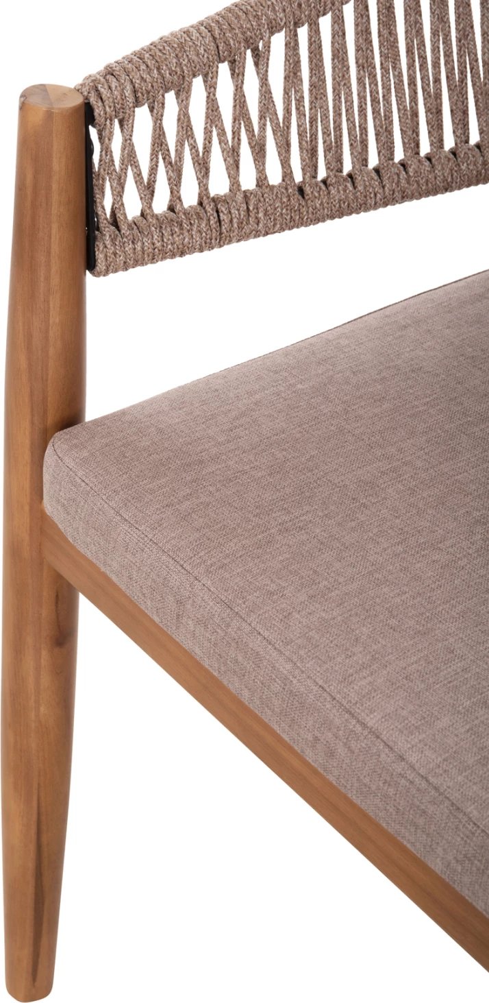 Tavolinë me karrige për terasë 9 pjesë NAVANT FH21066.02, tavolinë me 8 karrige, dru akacie, litar najloni, ngjyrë bezhë