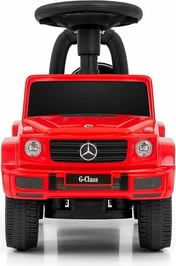 makinë lodër shtytëse për fëmijë, Milly Mally, Mercedes G350d, timon me tinguj, rrota para rrotulluese, sedilje me hapësirë, 12-36 muaj, 25 kg, e kuqe