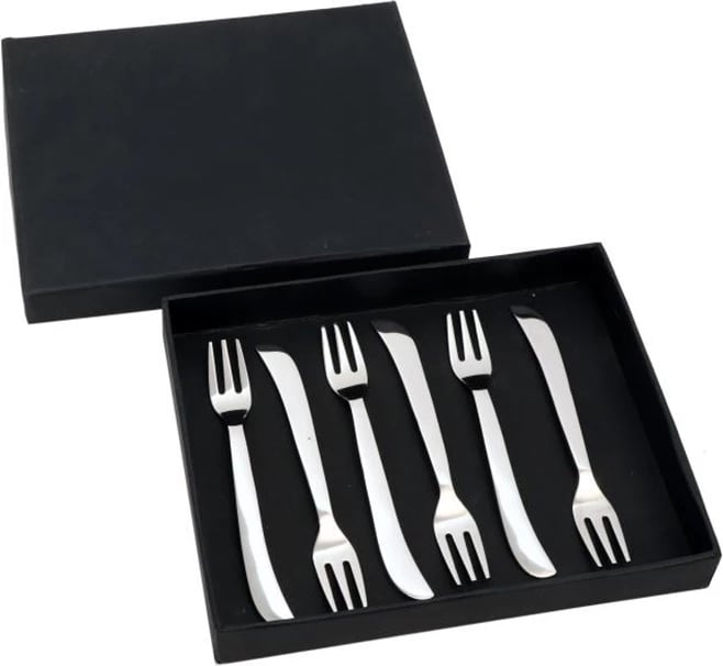 Set pirunash për ëmbëlsira, CURVE, 6 copë, çelik, argjend, 13x2x1cm