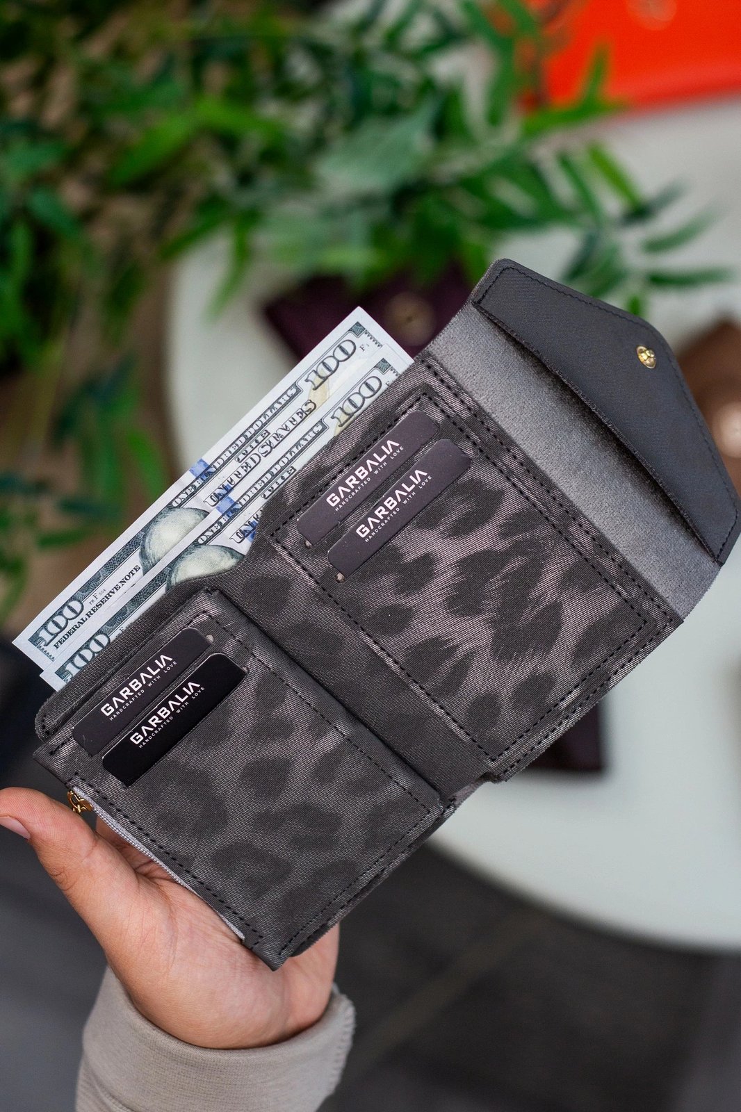 Portofol për gra, Zoozie Bags, ngjyrë antracit, leopard