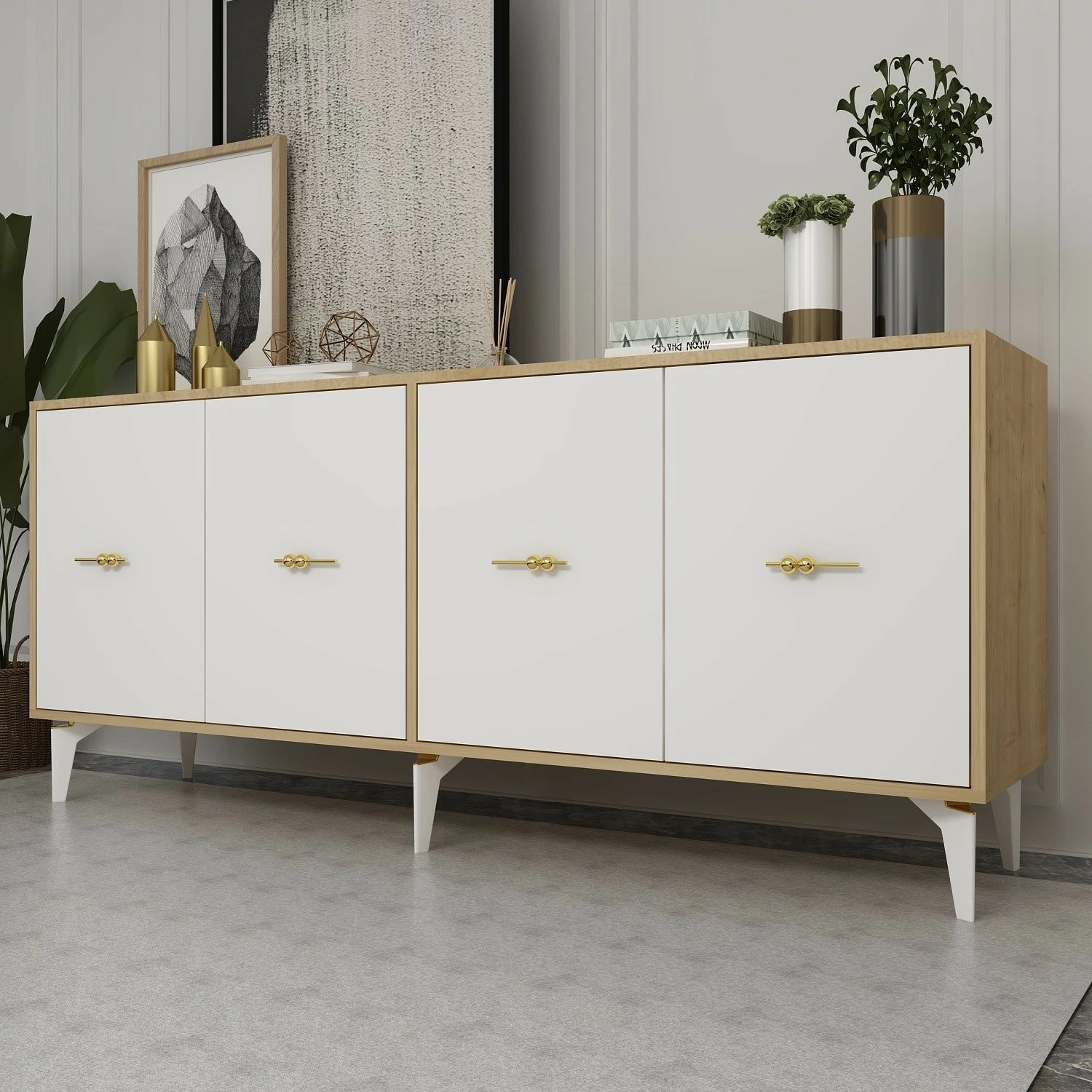 Konsol Skye Decor, ngjyrë lis safir, e bardhë