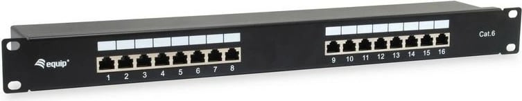 Patch panel Equip 16-port Cat6, 1U, rackmount, i zi